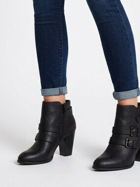 NIB Black Buckle Ankle Booties | Chunky Heel | Classic Style
